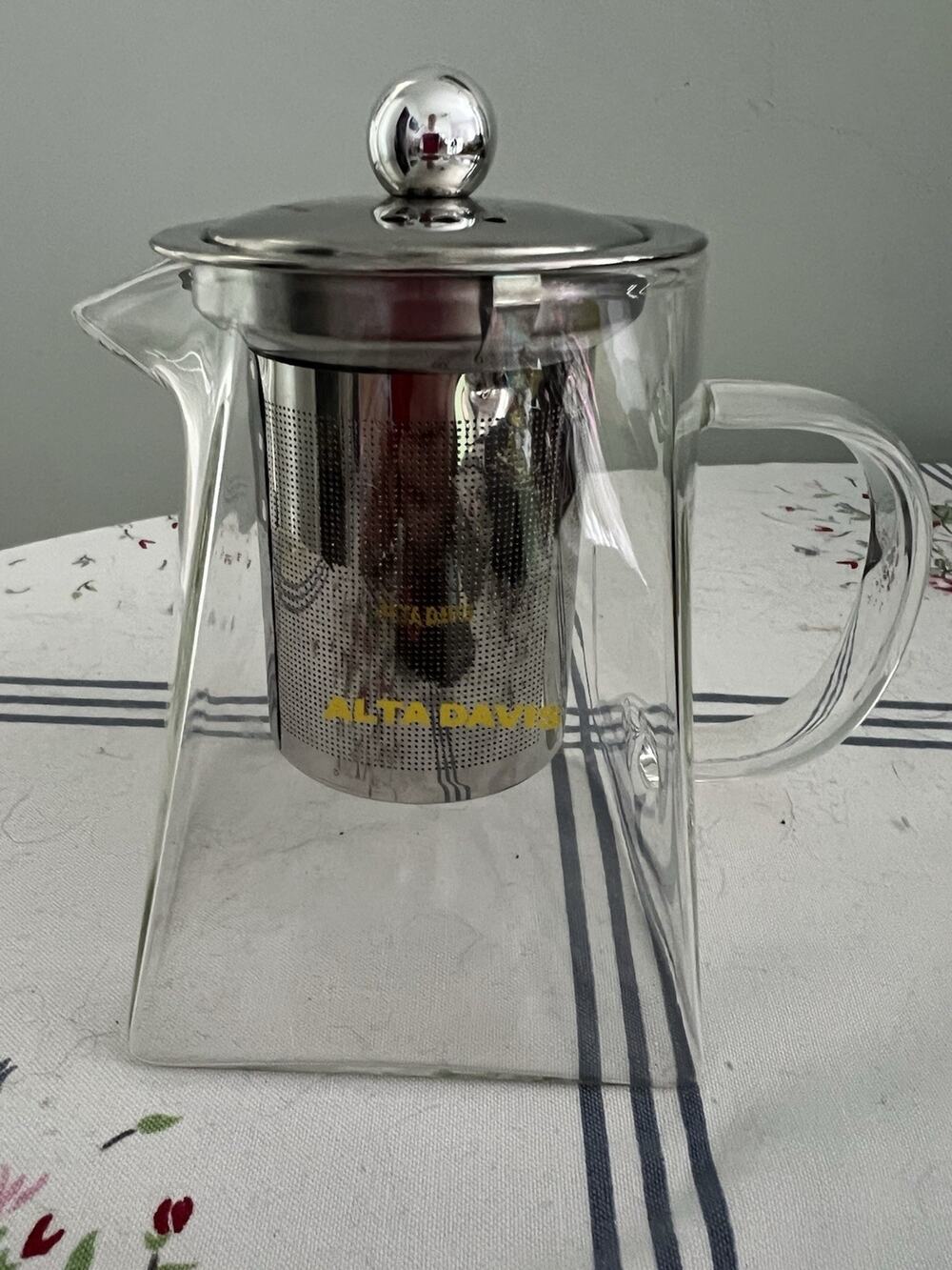 Square Glass Teapot with Removable Stainless Steel Infuser & Lid